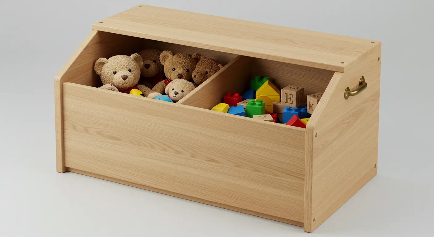 A colorful toy box filled with various stuffed animals, showcasing a delightful assortment of plush toys.